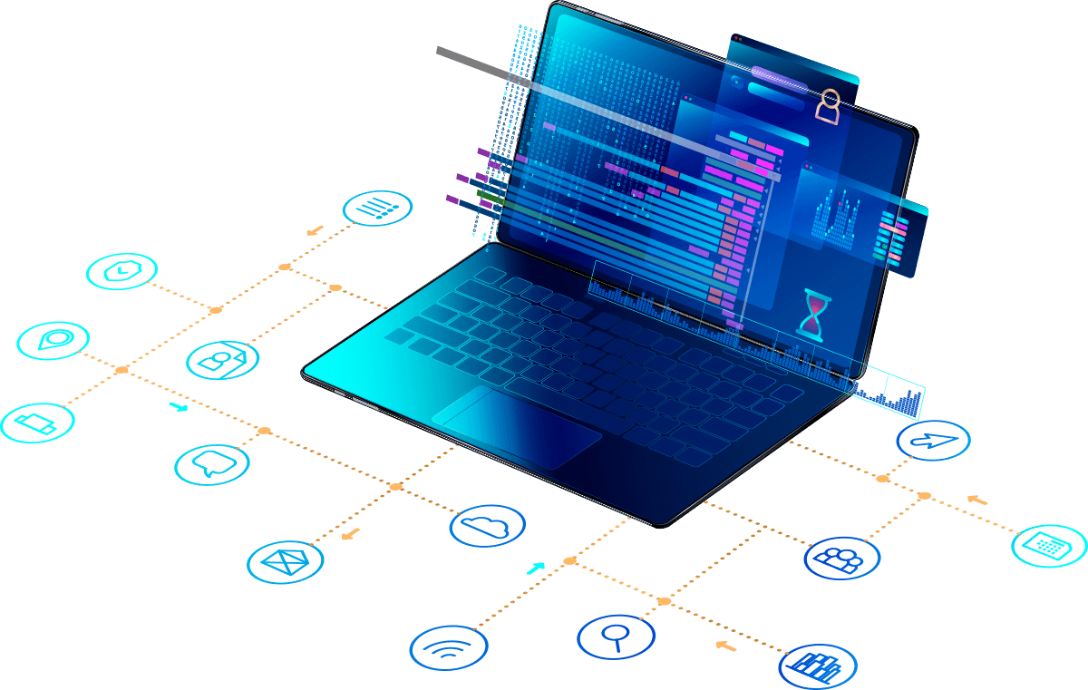 Laptop met computercode